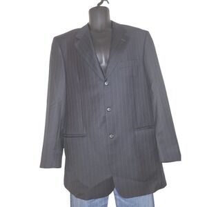 Wool Men 40L Pinstripe 3 Button Super 110s Vitale Barberis Canonico Blazer Italy